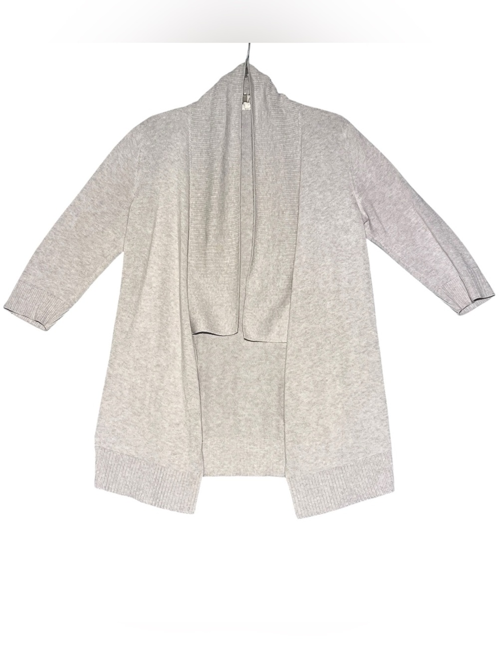 EILEEN FISHER Oatmeal Organic Cotton Open Front Draped Cardigan Petite Small PS - Picture 2 of 11